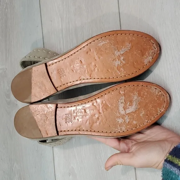 Frye Womens Carson Ankle Ballet  Suede Zip Back Loafer Slip on flats shoes