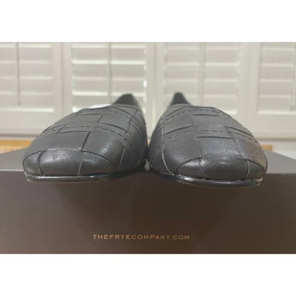 Frye Women's Claire Woven Flats Black Smooth Leather Size 11 Stylish Comfy