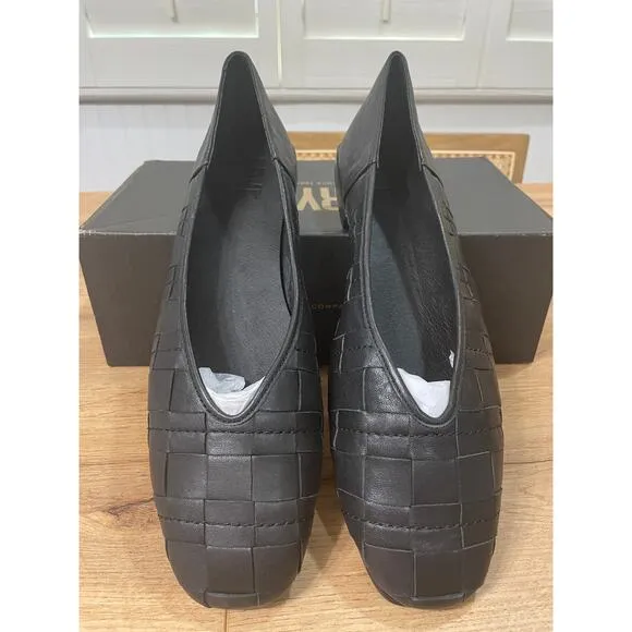 Frye Women's Claire Woven Flats Black Smooth Leather Size 11 Stylish Comfy