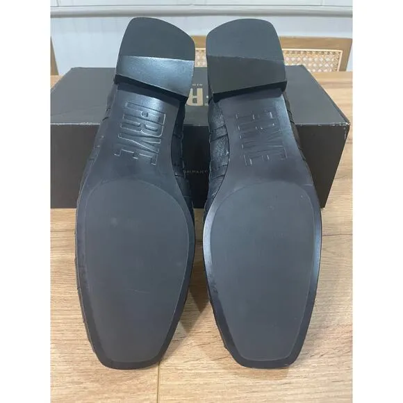 Frye Women's Claire Woven Flats Black Smooth Leather Size 11 Stylish Comfy