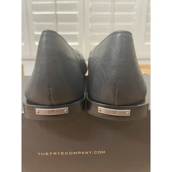 Frye Women's Claire Woven Flats Black Smooth Leather Size 11 Stylish Comfy