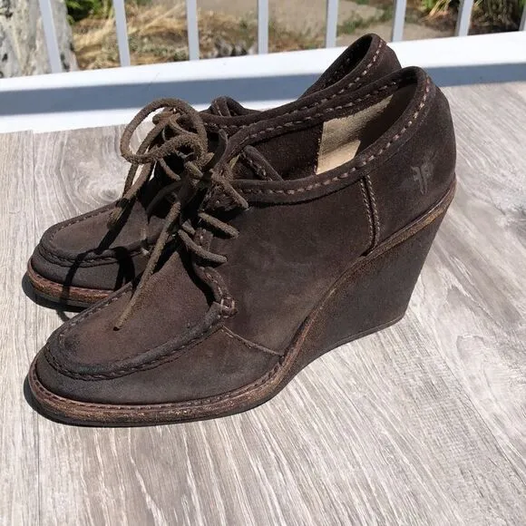 Frye leather wedge shoes
