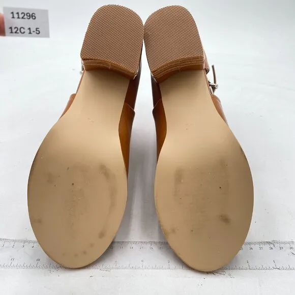 FSJ Brown Peep Open Toe Cut Out Buckle Comfortable Block Low Heel Ankle Bootie