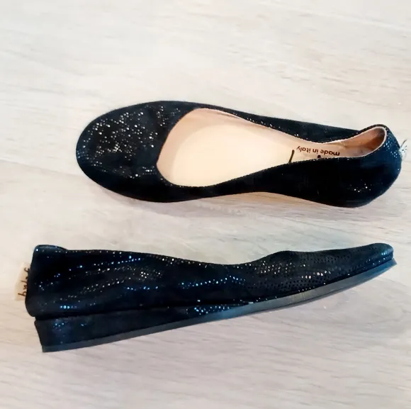 FSNY FS / NY Italy Black Leather Low Heel 3/4&quot; Wedge Shoes  Women's Size 6.5 EUC