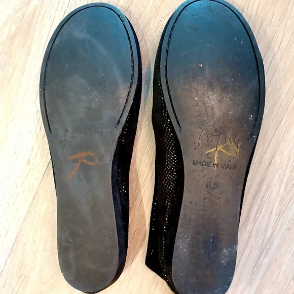 FSNY FS / NY Italy Black Leather Low Heel 3/4&quot; Wedge Shoes  Women's Size 6.5 EUC