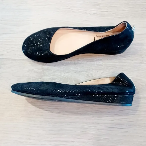 FSNY FS / NY Italy Black Leather Low Heel 3/4&quot; Wedge Shoes  Women's Size 6.5 EUC