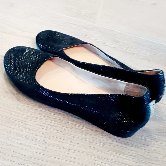 FSNY FS / NY Italy Black Leather Low Heel 3/4&quot; Wedge Shoes  Women's Size 6.5 EUC