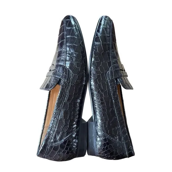 GABOR Comfort Black Crocodile Patent Leather Loafer Shoes Size 7.5 OptiFit