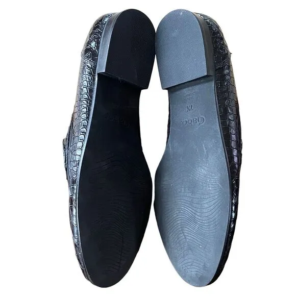GABOR Comfort Black Crocodile Patent Leather Loafer Shoes Size 7.5 OptiFit