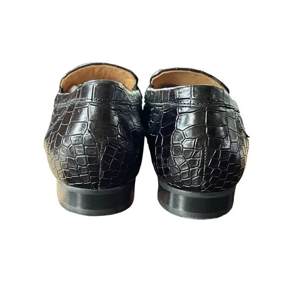 GABOR Comfort Black Crocodile Patent Leather Loafer Shoes Size 7.5 OptiFit