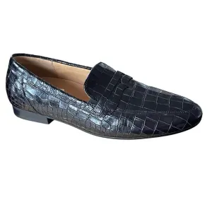 GABOR Comfort Black Crocodile Patent Leather Loafer Shoes Size 7.5 OptiFit