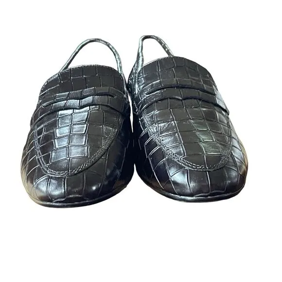 GABOR Comfort Black Crocodile Patent Leather Loafer Shoes Size 7.5 OptiFit