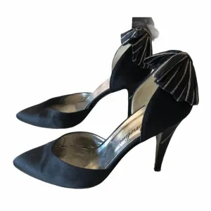 Garolini Bronson Pump Bow Black Silver 8 Vintage