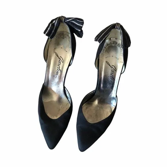 Garolini Bronson Pump Bow Black Silver 8 Vintage