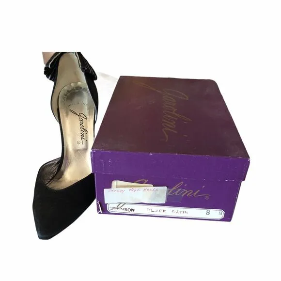 Garolini Bronson Pump Bow Black Silver 8 Vintage