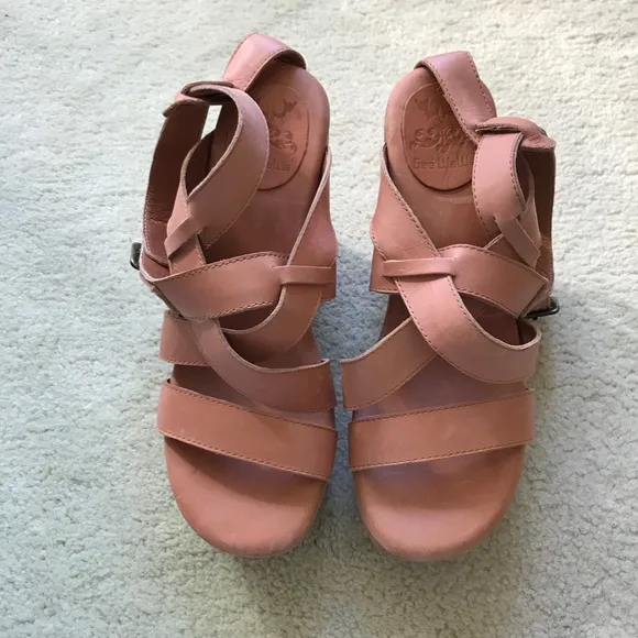 Gee Wawa Suede and Leather Wedge Sandals