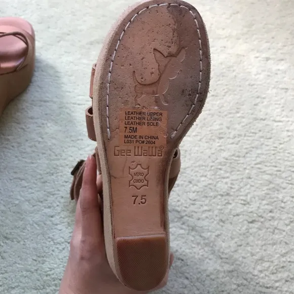 Gee Wawa Suede and Leather Wedge Sandals
