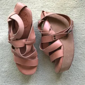Gee Wawa Suede and Leather Wedge Sandals