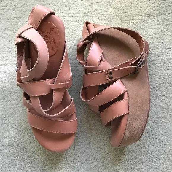 Gee Wawa Suede and Leather Wedge Sandals