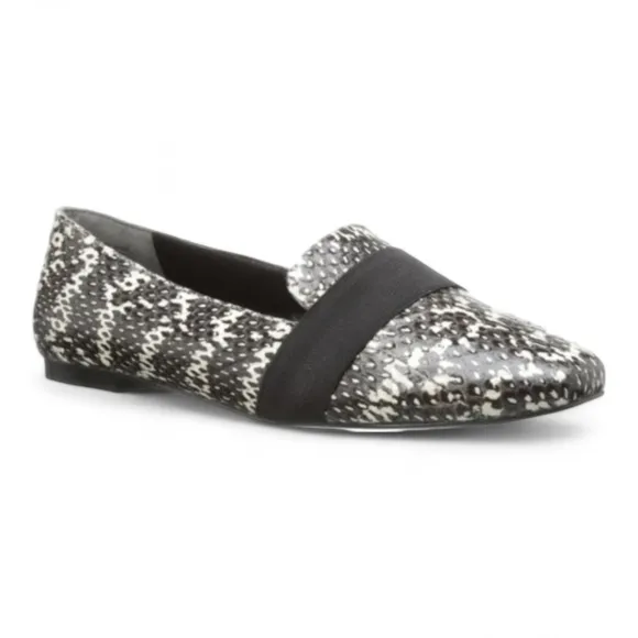 Genuine Snakeskin Pour La Victoire Loafer Flat Black Off White Quiet Luxury 6.5