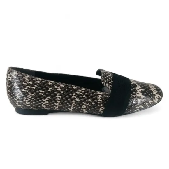 Genuine Snakeskin Pour La Victoire Loafer Flat Black Off White Quiet Luxury 6.5