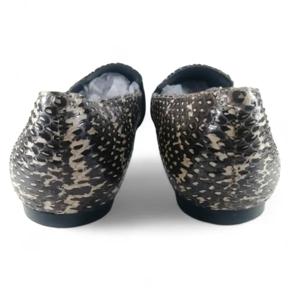 Genuine Snakeskin Pour La Victoire Loafer Flat Black Off White Quiet Luxury 6.5