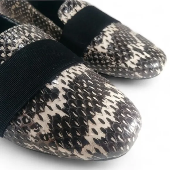 Genuine Snakeskin Pour La Victoire Loafer Flat Black Off White Quiet Luxury 6.5