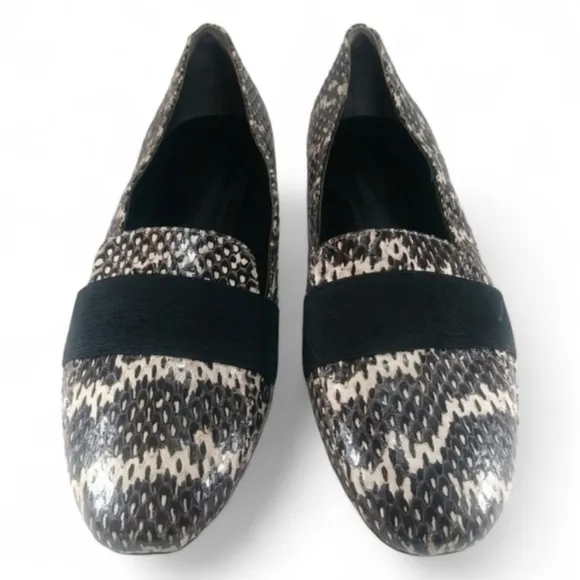 Genuine Snakeskin Pour La Victoire Loafer Flat Black Off White Quiet Luxury 6.5