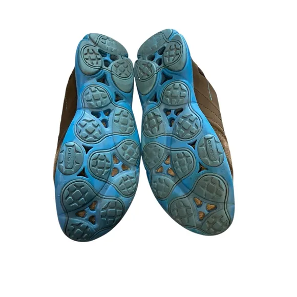 Geox U Nebula B Gray Brown Turquoise Respira Suede Lace Up Euro Sneakers 9