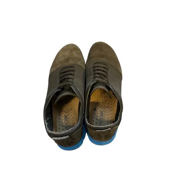 Geox U Nebula B Gray Brown Turquoise Respira Suede Lace Up Euro Sneakers 9