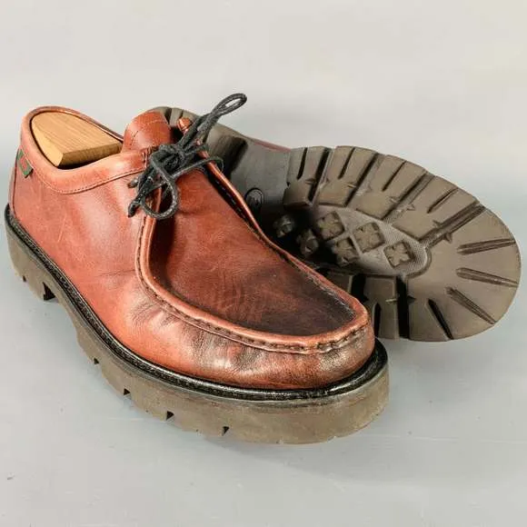 G.H. BASS&amp;CO. Brown Chunky Tread Sole Moccasin Lace-Up Shoes