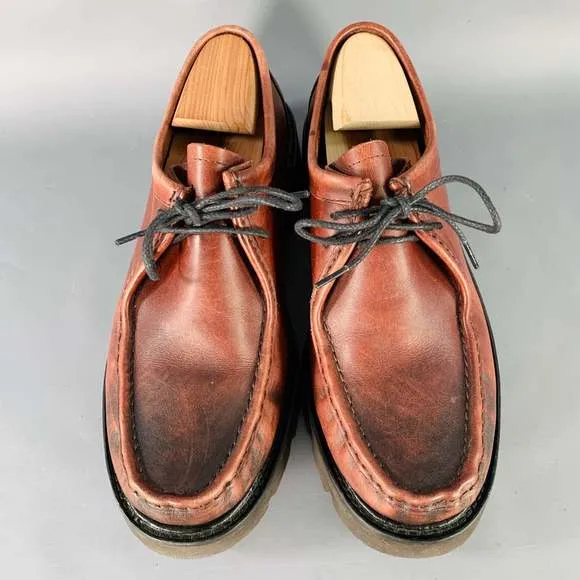 G.H. BASS&amp;CO. Brown Chunky Tread Sole Moccasin Lace-Up Shoes