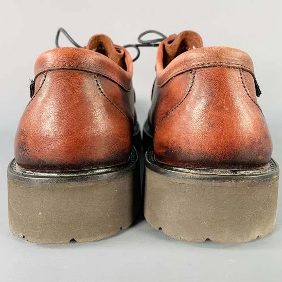 G.H. BASS&amp;CO. Brown Chunky Tread Sole Moccasin Lace-Up Shoes