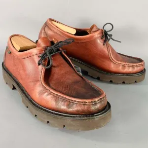 G.H. BASS&amp;CO. Brown Chunky Tread Sole Moccasin Lace-Up Shoes