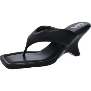 Gia Borghini Womens Gia 6 Black Leather Thong Slides Wedge Sandals Shoes NWT