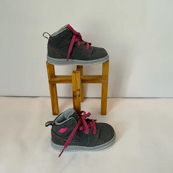Girls Nike Air Jordan High-Top Sneakers with Pink Laces