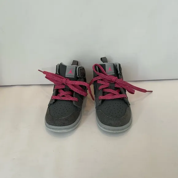Girls Nike Air Jordan High-Top Sneakers with Pink Laces