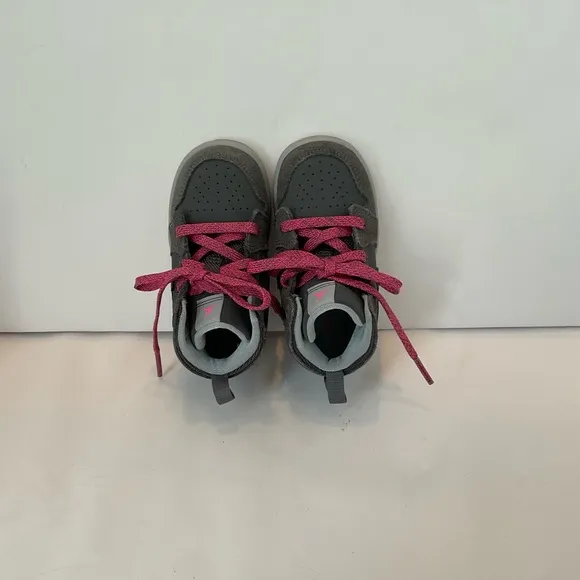 Girls Nike Air Jordan High-Top Sneakers with Pink Laces