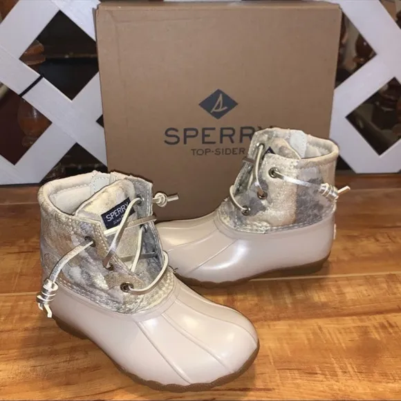 Girls Sperry saltwater duck boots