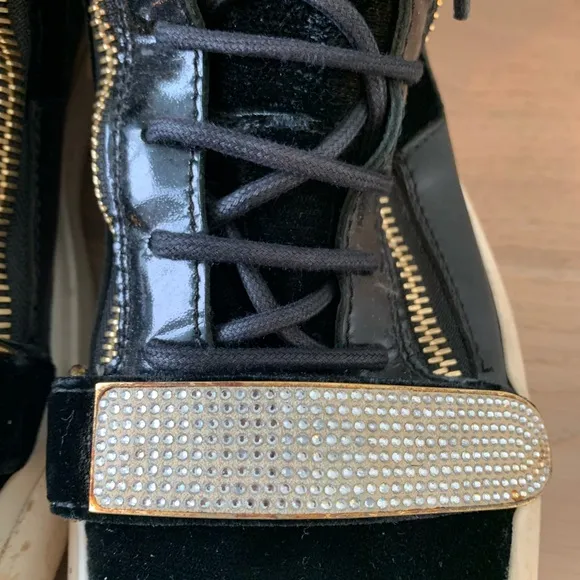Giuseppe Zanotti coby black gold white high top sneakers sz 45 men