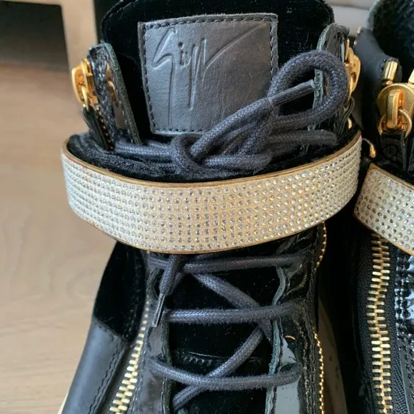 Giuseppe Zanotti coby black gold white high top sneakers sz 45 men