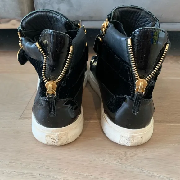 Giuseppe Zanotti coby black gold white high top sneakers sz 45 men
