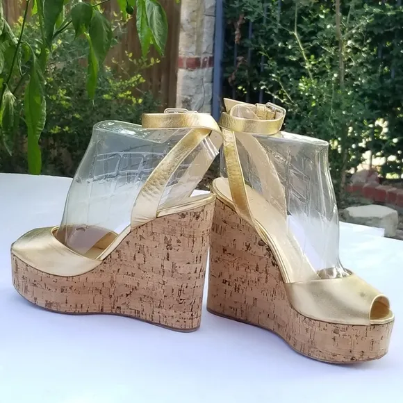 Giuseppe Zanotti Metallic Gold platform wedges heels strappy sandals