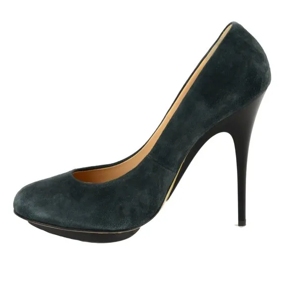 GIUSEPPE ZANOTTI SHOES PUMPS DARK GRAY SUEDE LEATHER PLATFORM HIGH HEEL 40 / 10