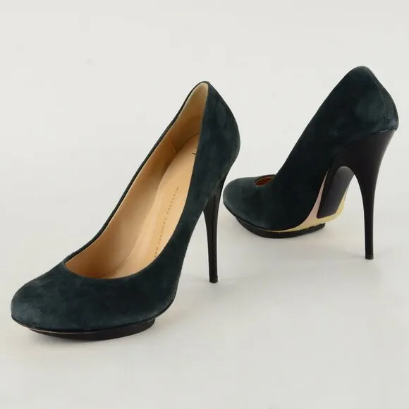 GIUSEPPE ZANOTTI SHOES PUMPS DARK GRAY SUEDE LEATHER PLATFORM HIGH HEEL 40 / 10