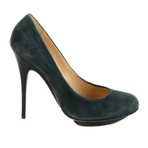 GIUSEPPE ZANOTTI SHOES PUMPS DARK GRAY SUEDE LEATHER PLATFORM HIGH HEEL 40 / 10