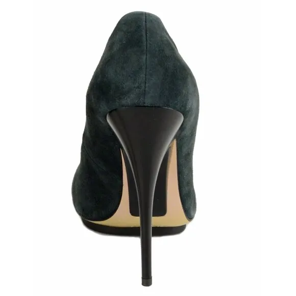 GIUSEPPE ZANOTTI SHOES PUMPS DARK GRAY SUEDE LEATHER PLATFORM HIGH HEEL 40 / 10