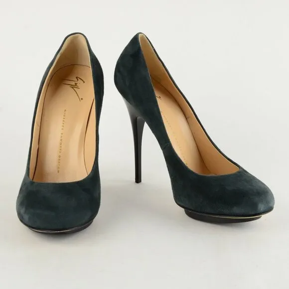 GIUSEPPE ZANOTTI SHOES PUMPS DARK GRAY SUEDE LEATHER PLATFORM HIGH HEEL 40 / 10