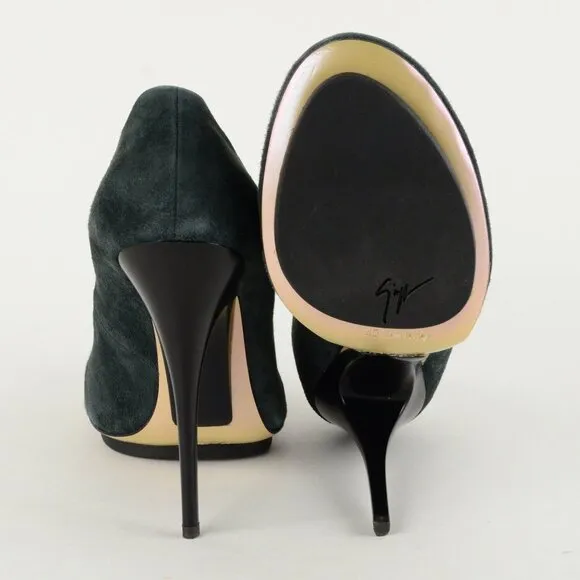 GIUSEPPE ZANOTTI SHOES PUMPS DARK GRAY SUEDE LEATHER PLATFORM HIGH HEEL 40 / 10