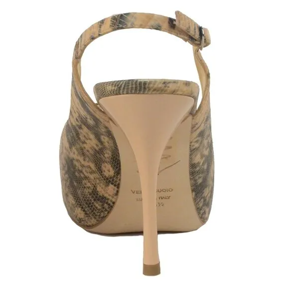 GIUSEPPE ZANOTTI SHOES SLINGBACK SANDALS SNAKESKIN PRINT LEATHER PLATFORM 6.5